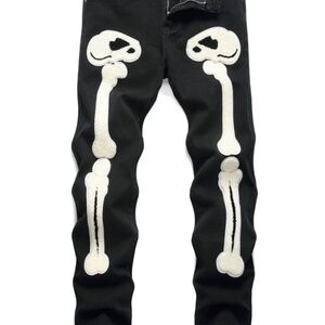 Skeleton Men Streetwear Denim Jean Pants